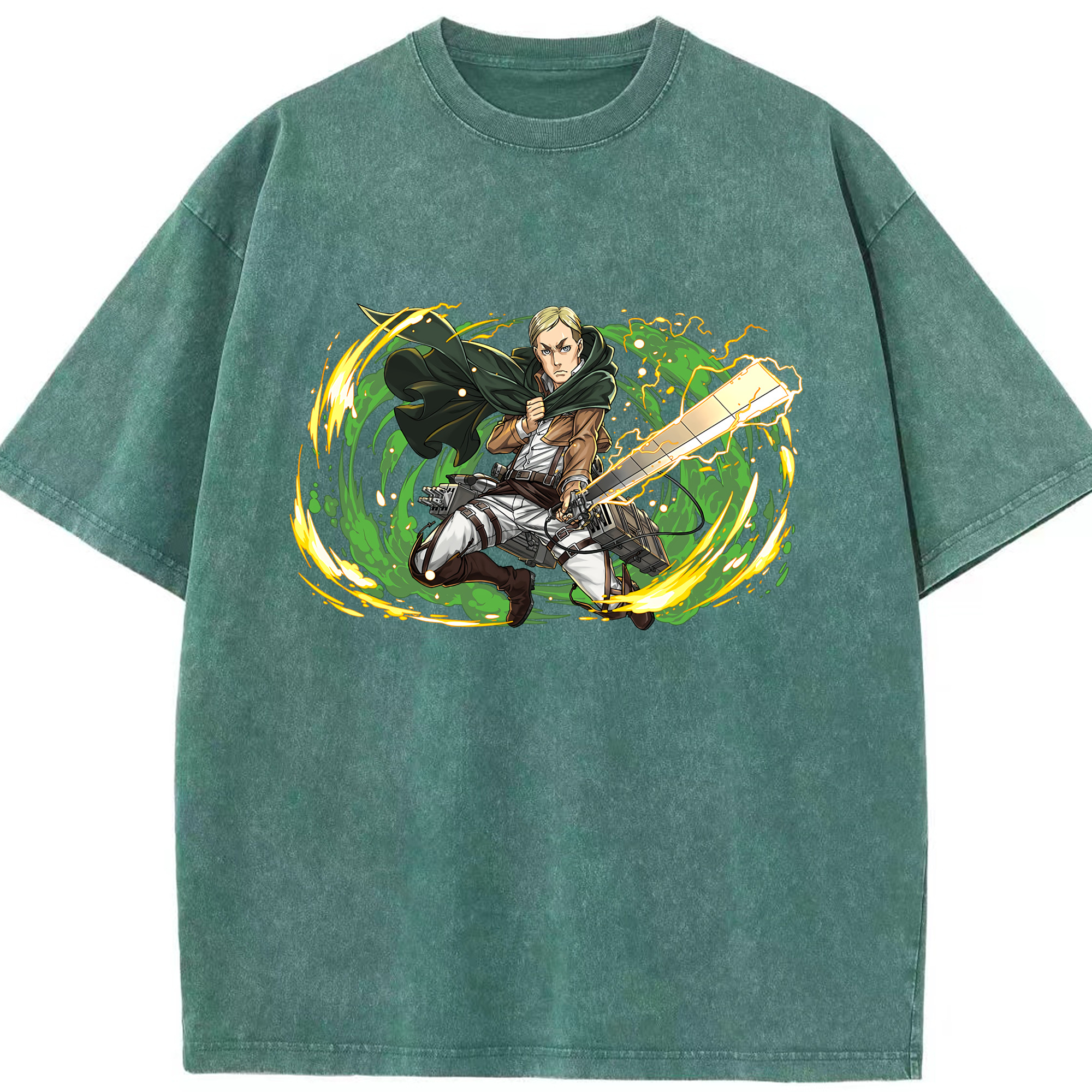 （画像用） 進撃の巨人 エルヴィン・スミス Attack on Titan Erwin Smith 綿100% ヴィンテージ風 半袖Tシャツ（フロントプリント）